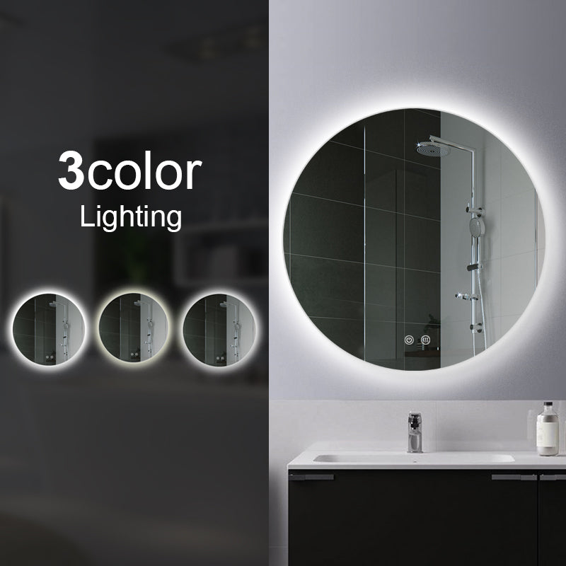 T-750RLM Matte White Round Wall Mounted Mirror