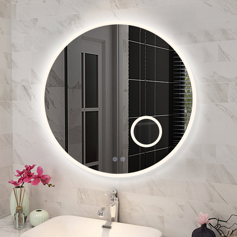 T-900LRM Matte Silver Round Wall Mounted Mirror