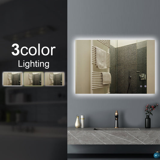 T-WB1280 Matte Silver Rectangular Wall Mounted Mirror