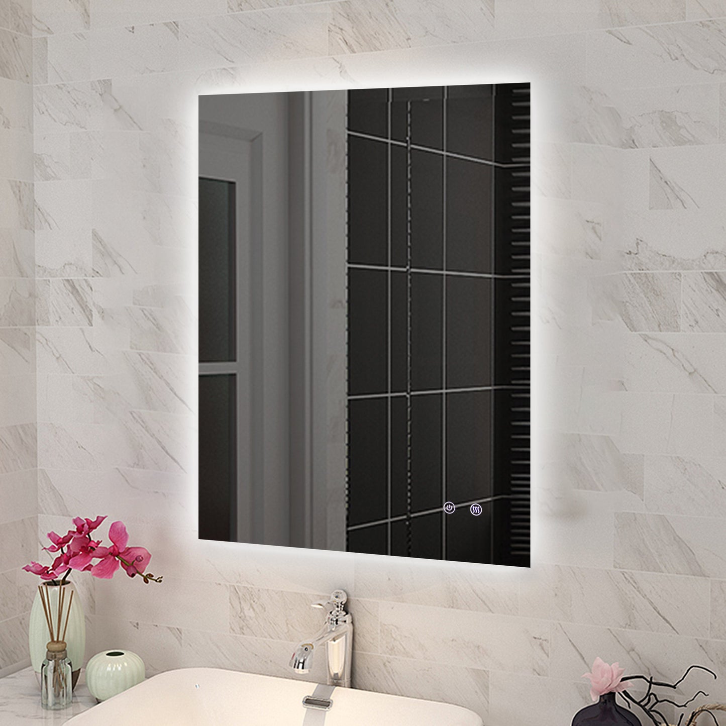 T-WB6075 Matte Silver Rectangular Wall Mounted Mirror