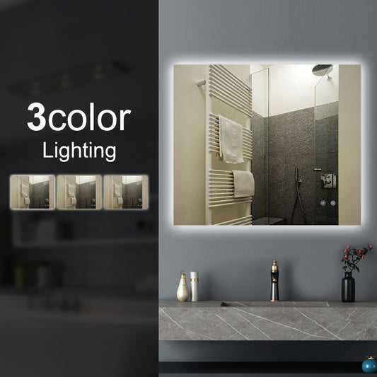T-WB9075 Matte Silver Rectangular Wall Mounted Mirror