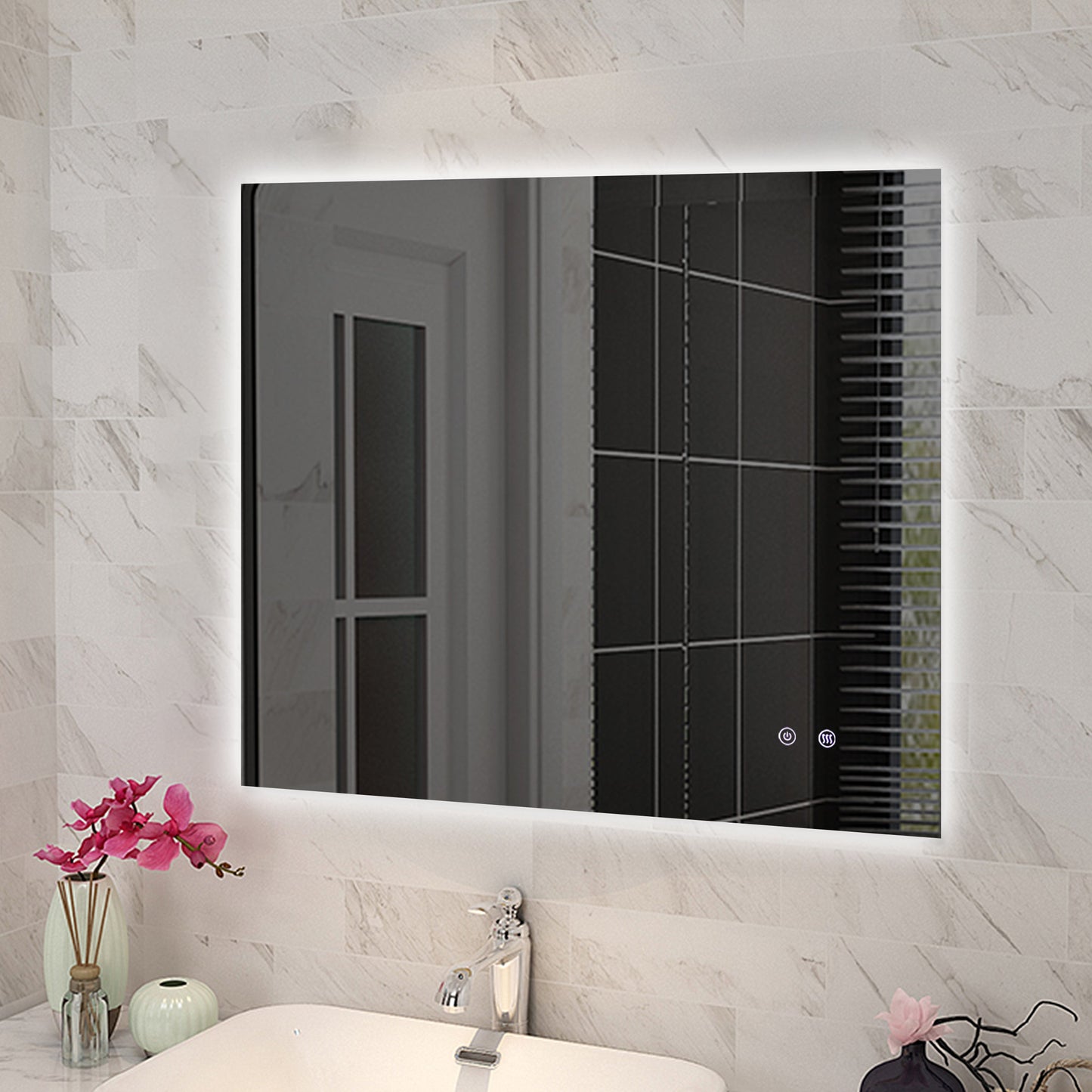 T-WB9075 Matte Silver Rectangular Wall Mounted Mirror