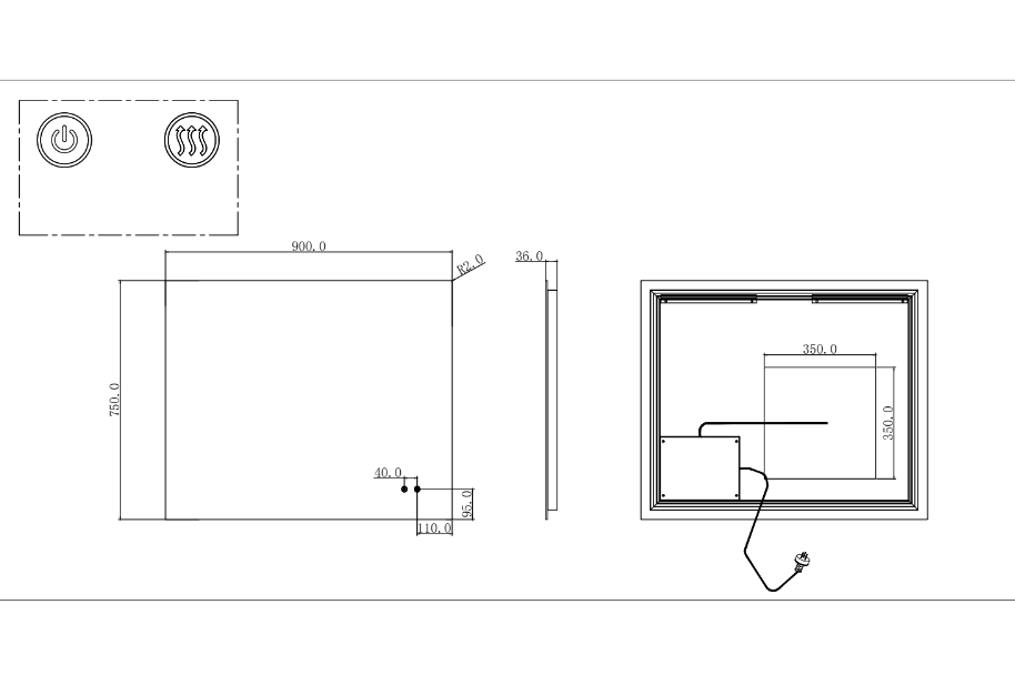 T-WB9075 Matte Silver Rectangular Wall Mounted Mirror