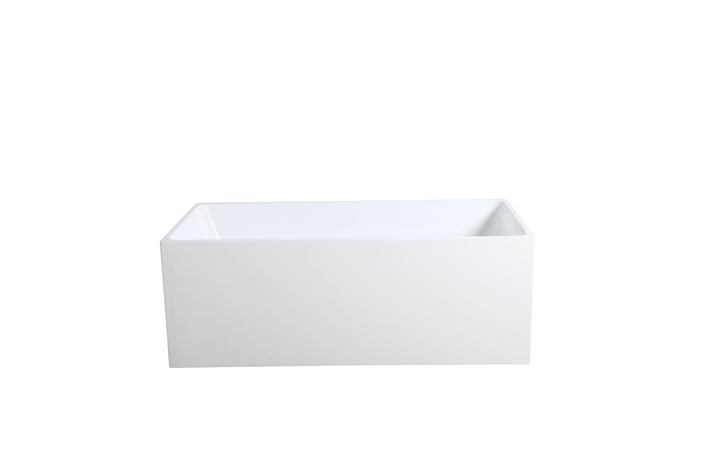 THBT1300-NF Gloss White Square Back to Wall Bathtub