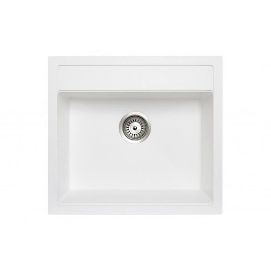 TWM-560FEW Enigma Matte White Rectangular Top/Undermount/Flush mount Sink