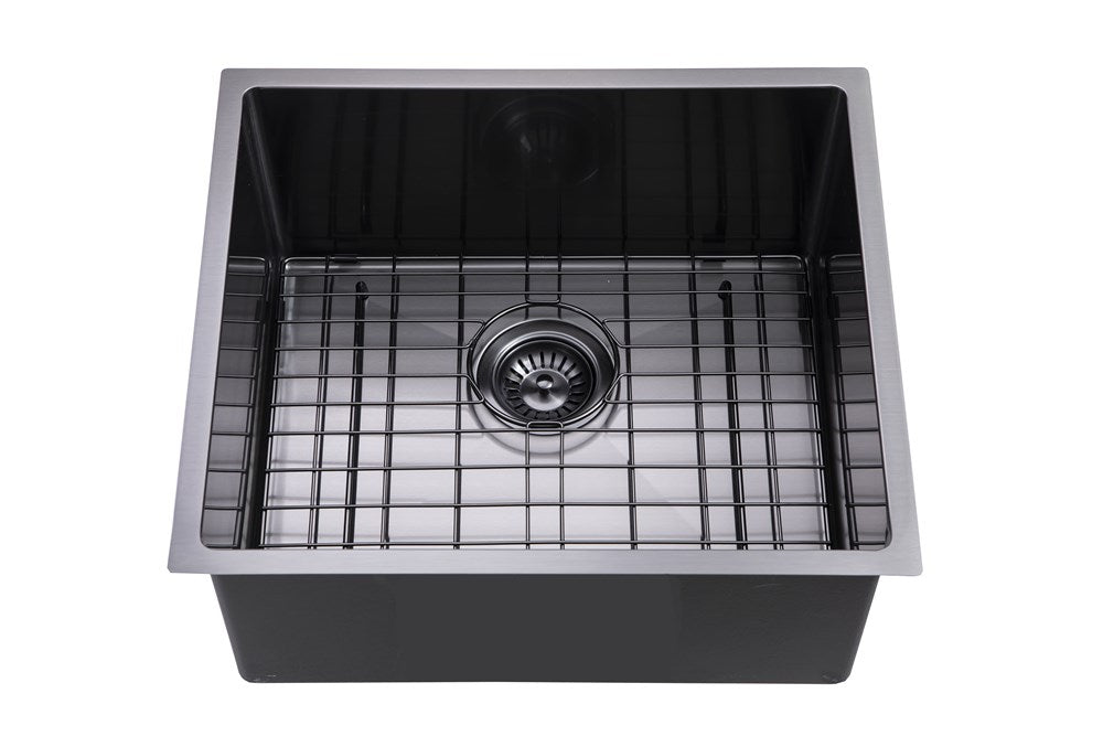 TWM1B Brushed Gunmetal Grey Rectangular Top/Undermount/Flush mount Kitchen Sink