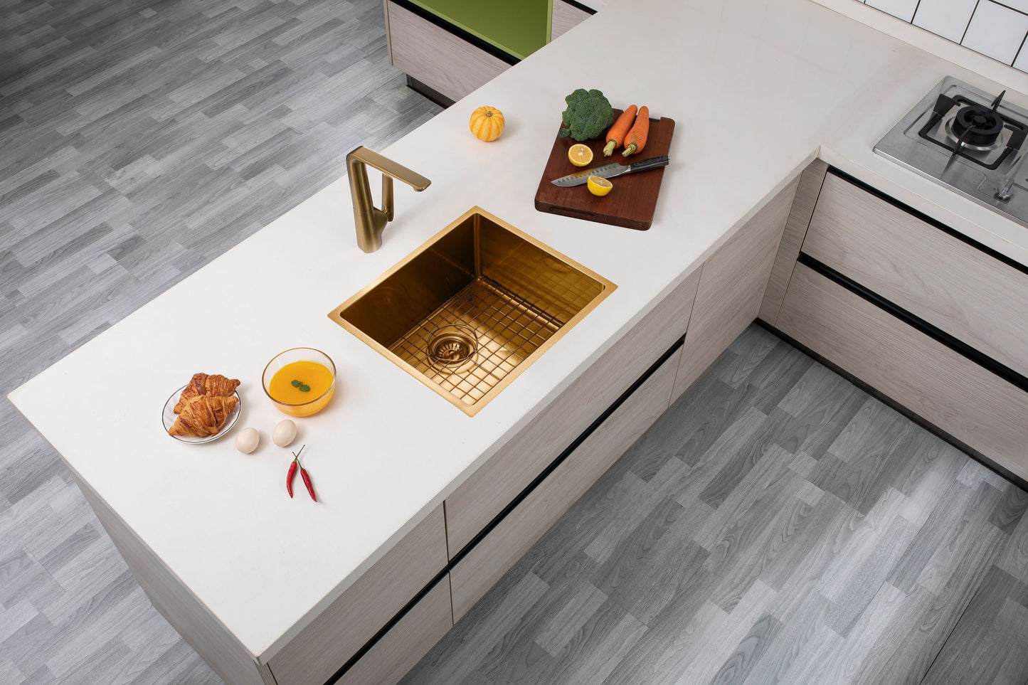 TWM1G Brushed Gold Round Top/Undermount/Flush mount Sink