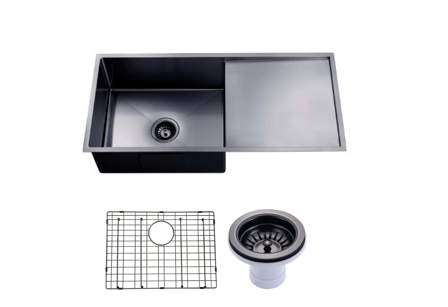 TWM4B TWM Matte Gun Metal Grey Round Top/Undermount Kitchen Sink