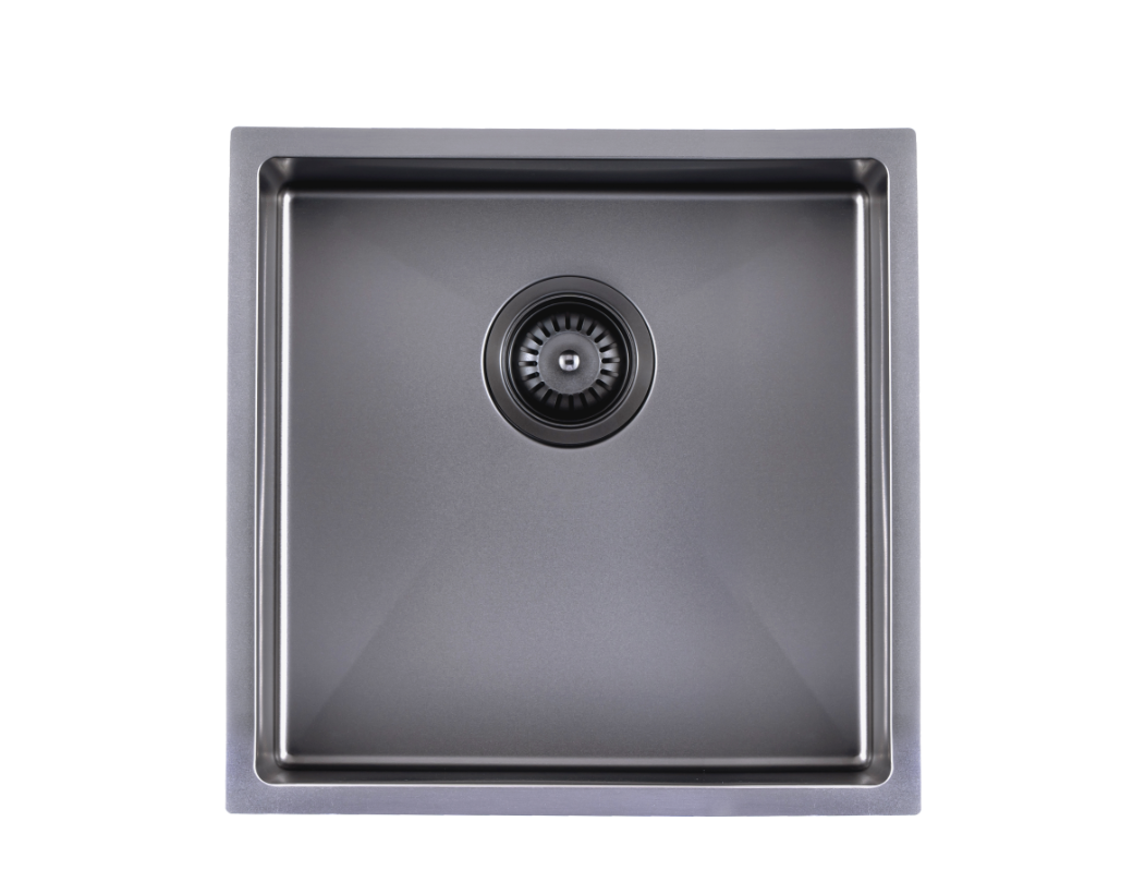 TWM8-Satin TWM Satin Gun Metal Grey Square Flush-Mount, Undermount Sink
