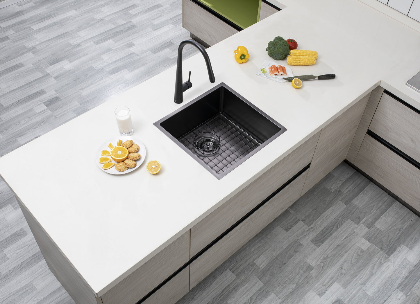 TWM8B Brushed Gun Metal Grey Square Top/Undermount/Flush mount Sink