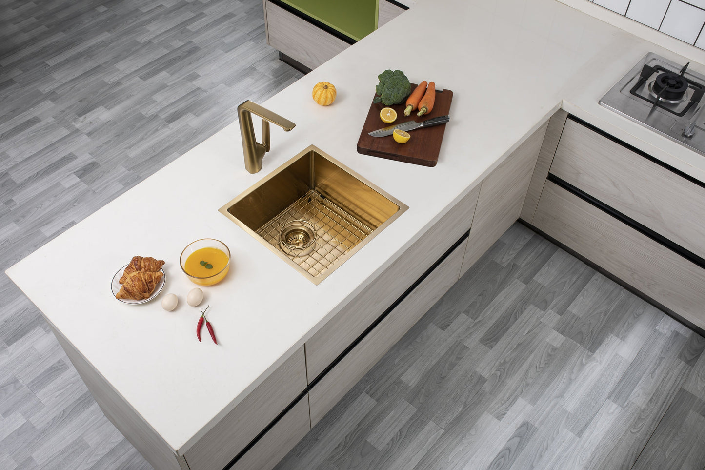 TWM8G Brushed Gold Square Top/Undermount/Flush mount Sink