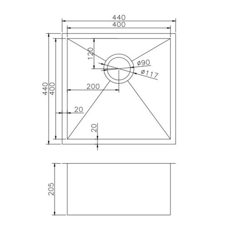 TWM8G Brushed Gold Square Top/Undermount/Flush mount Sink