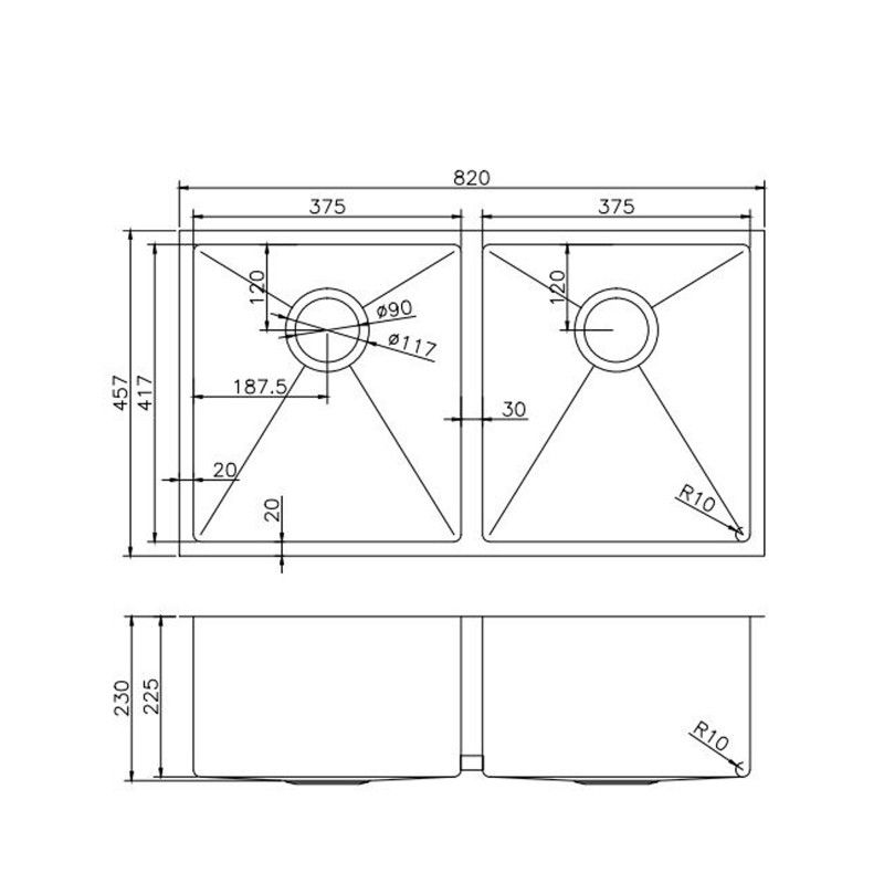 TWM9.2 TWM Brushed Yellow Gold Top/Undermount/Flush mount Sink