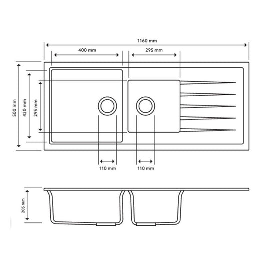 TWMD-200VW Vivaldi D200V Matte White Rectangular Sink
