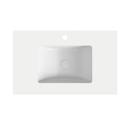 USNOW74 Diamond Top Pure White Rectangular Undermount Vanity Top