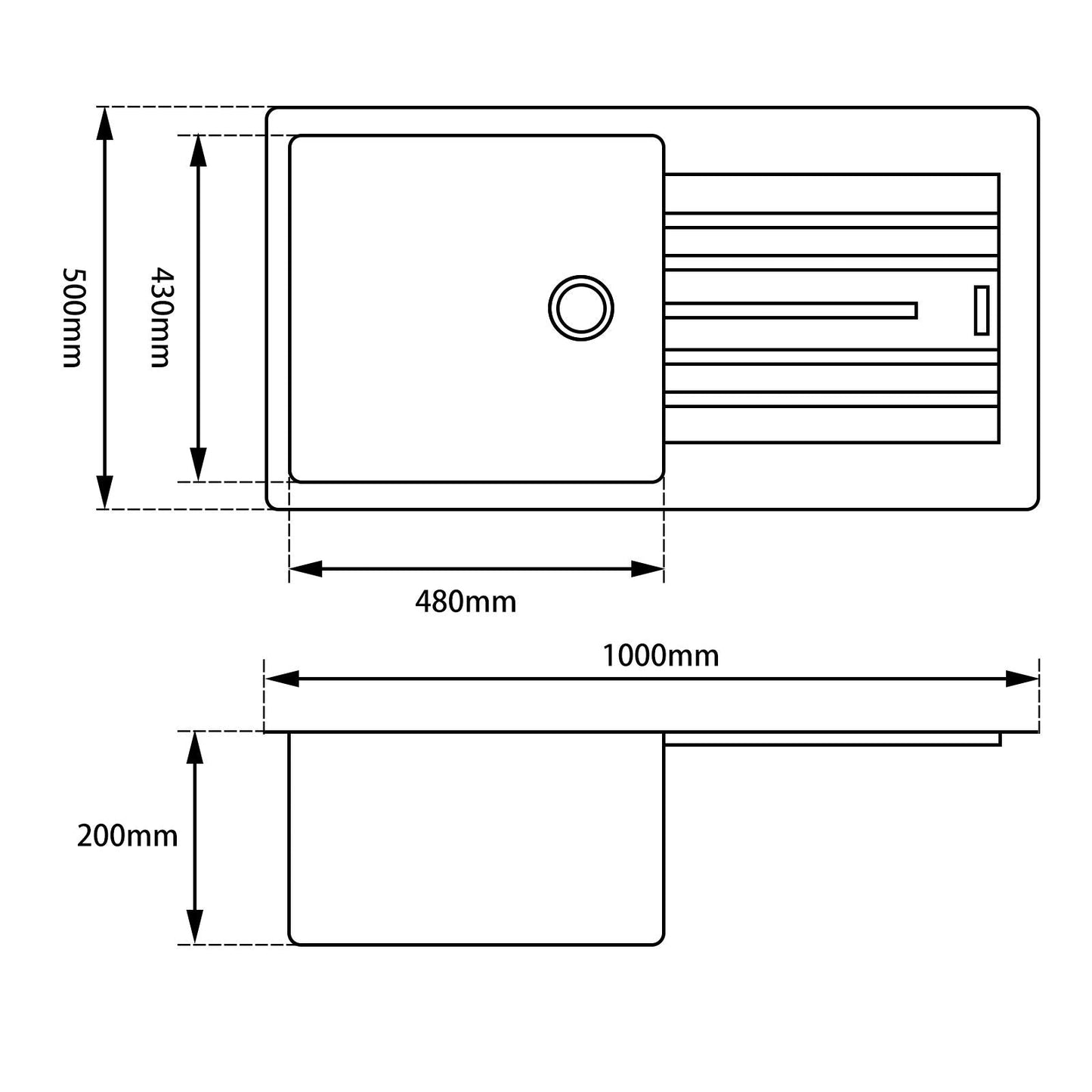 WH1050.KS Matte White Rectangular Top/Undermount Sink